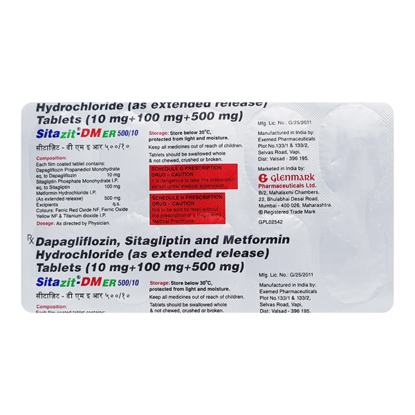 SITAZIT DM ER 500/10TAB 10`S