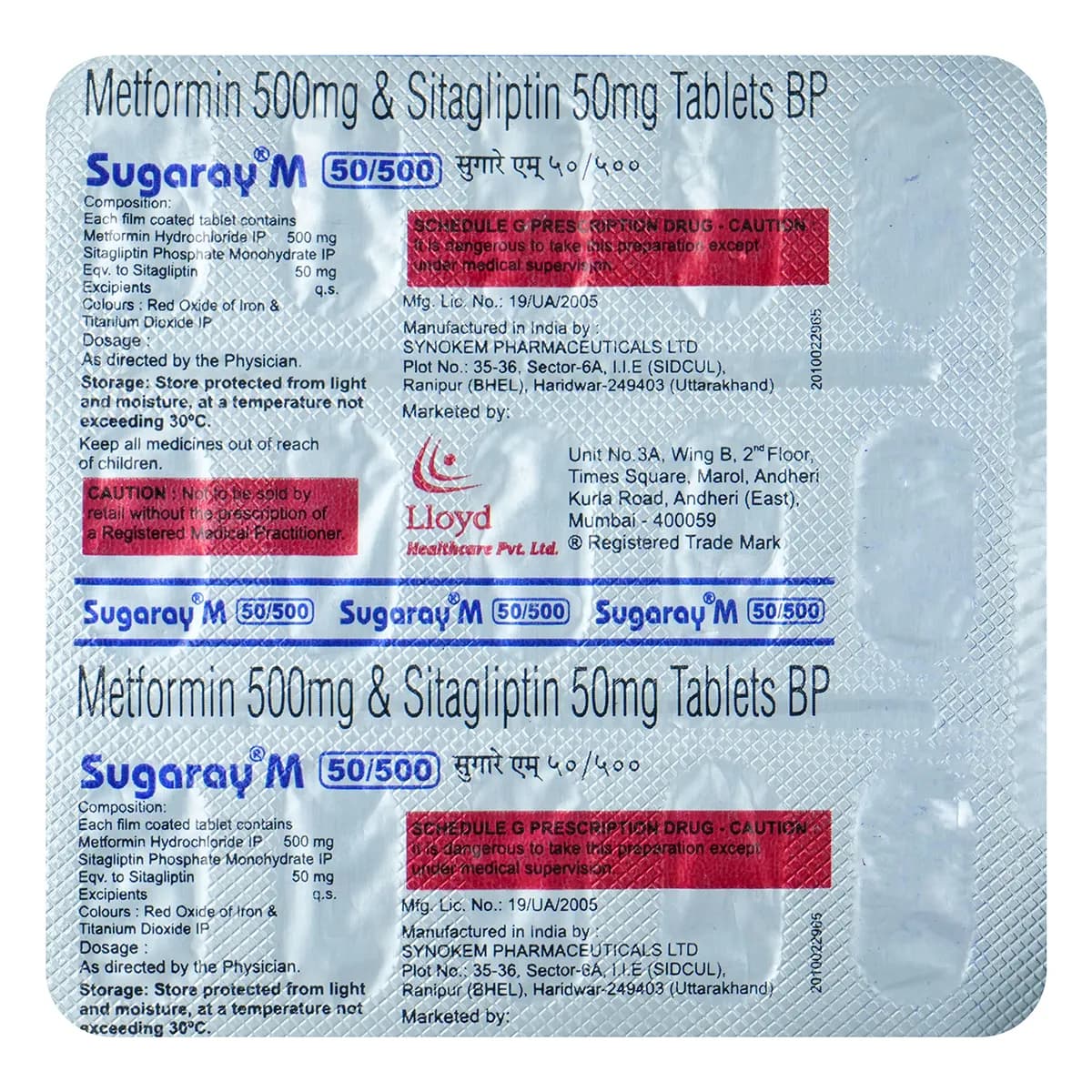 SUGARAY GM 50/2/500MG TAB
