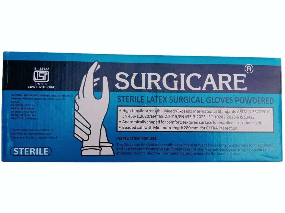 Surgicare Sterile Latex Powdered Gloves (7)