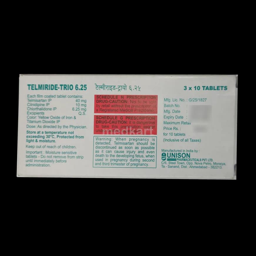TELMIRIDE TRIO 6.25 TAB 10`S