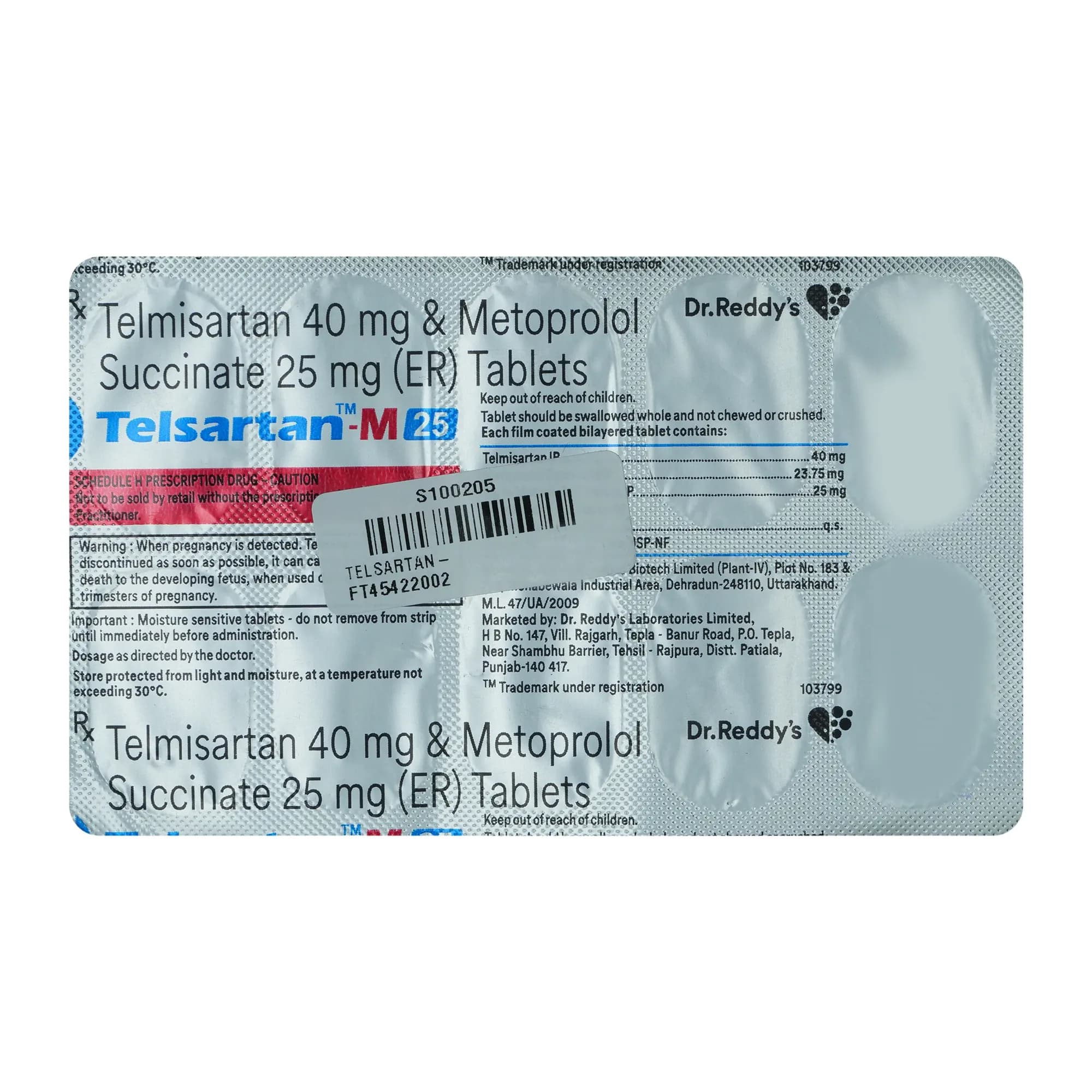 TELSARTAN M 25 TAB 10`S