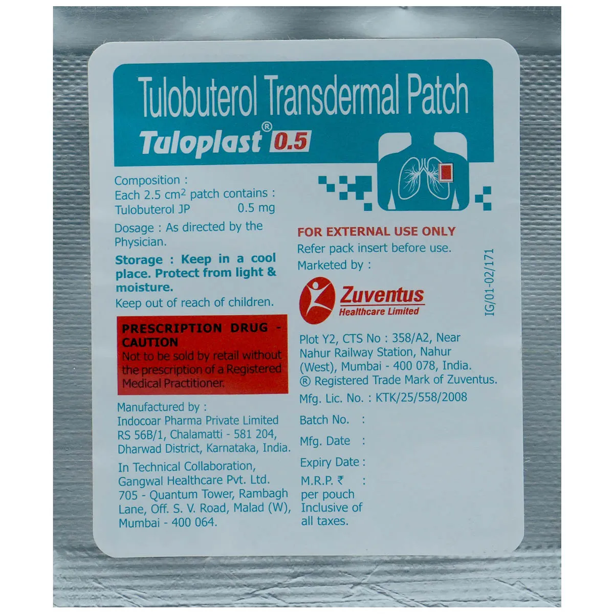 TULOPLAST 0.5MG