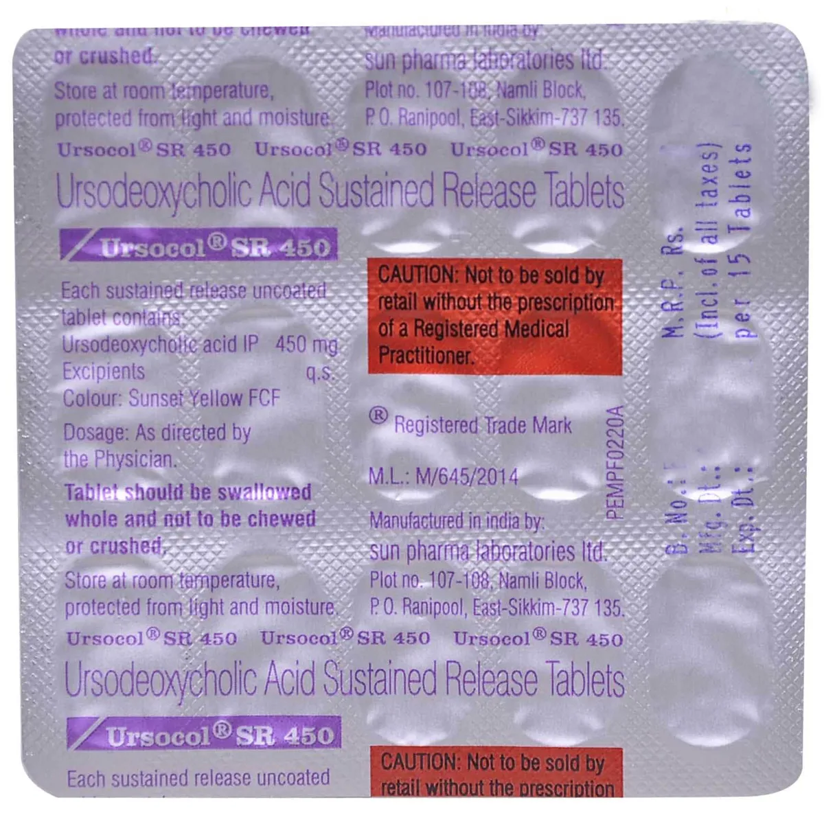URSOCAD SR 450MG TAB