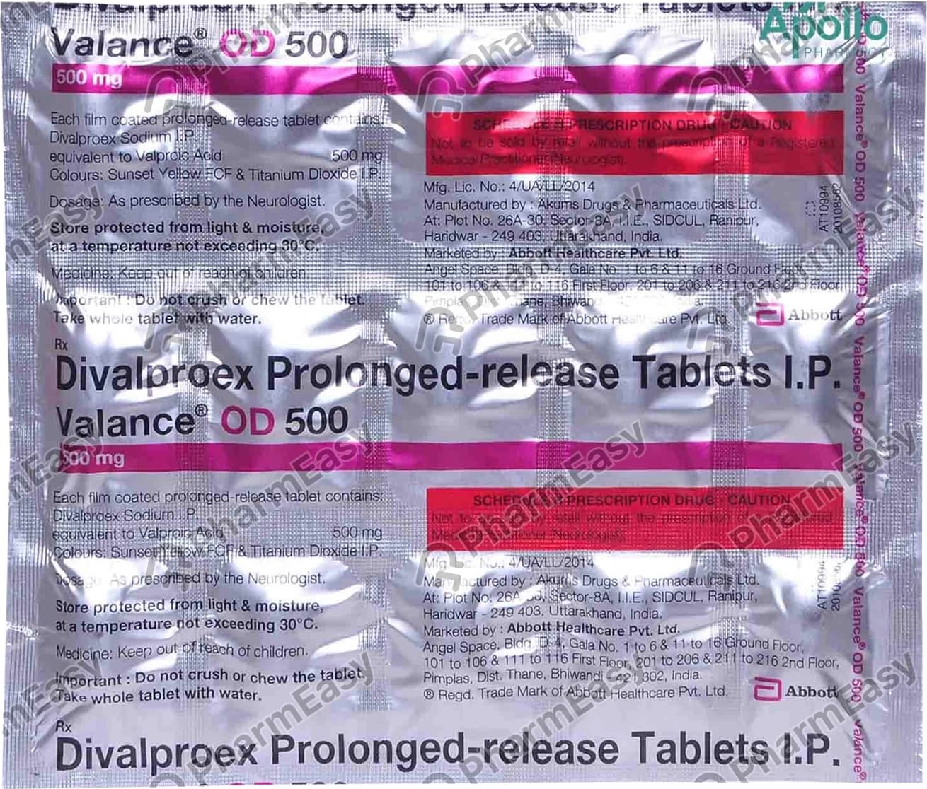 VALANCE OD 500MG