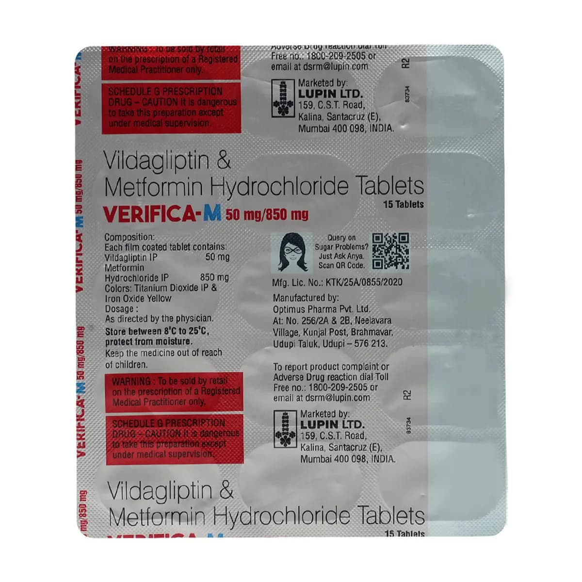 VERIFICA-M 50/850MG TAB