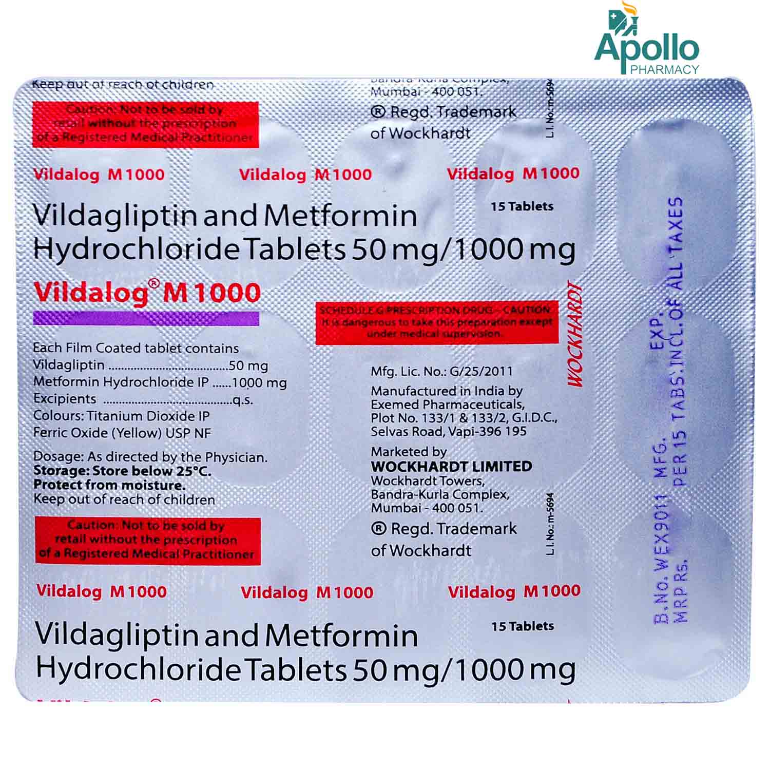 VILDALOG M 1000MG TAB