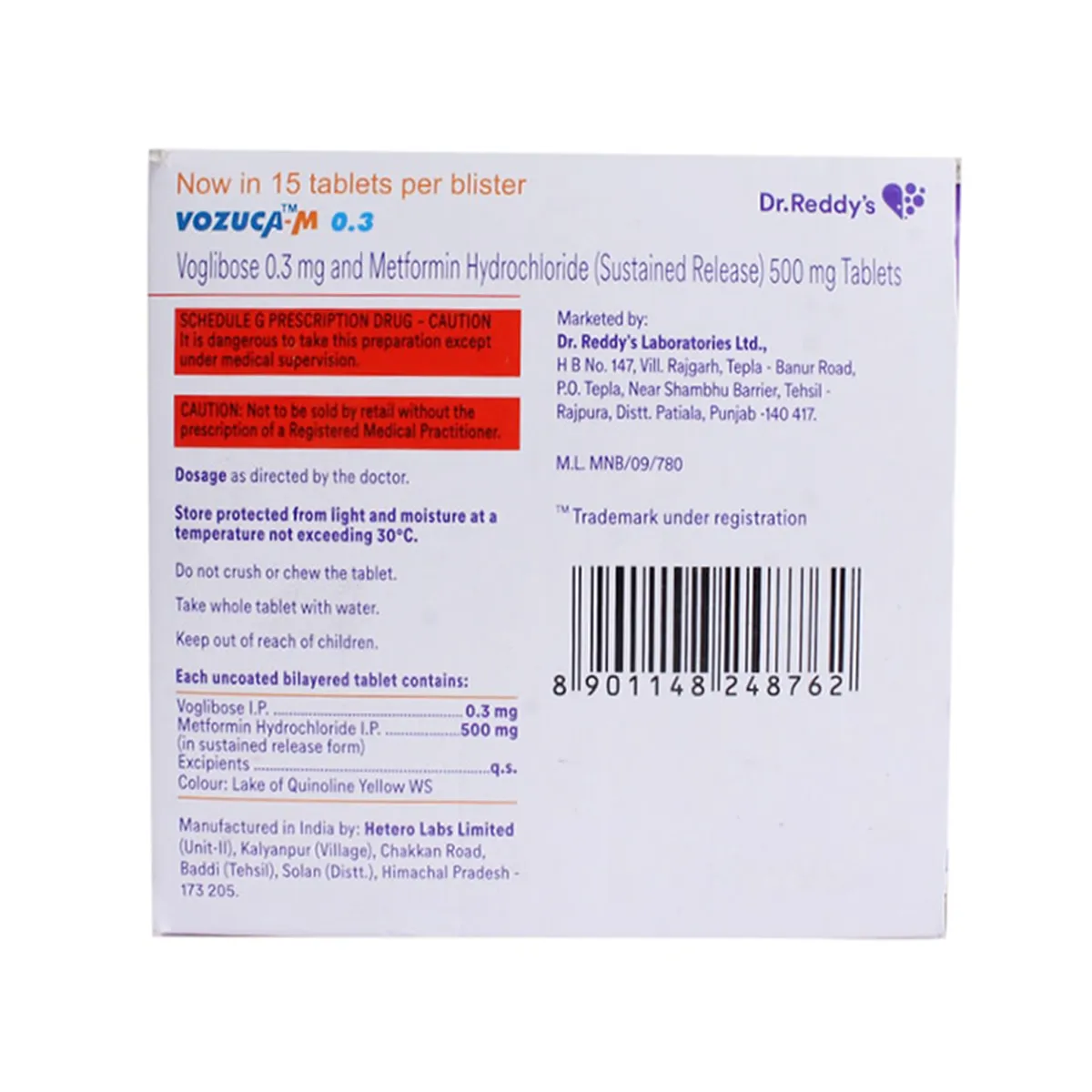 VOZUCA M 0.3 TAB