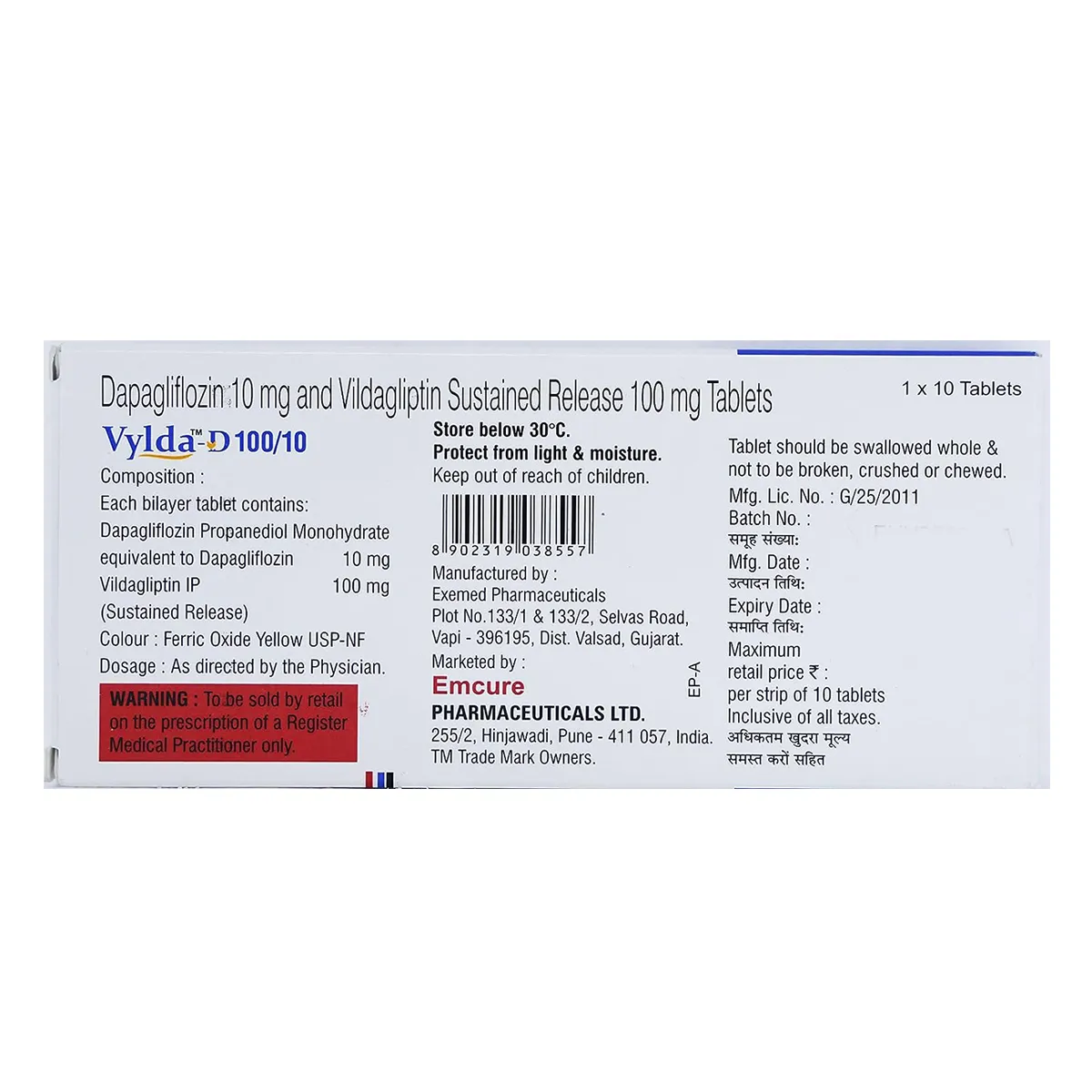 VYLDA D 100/10MG TAB