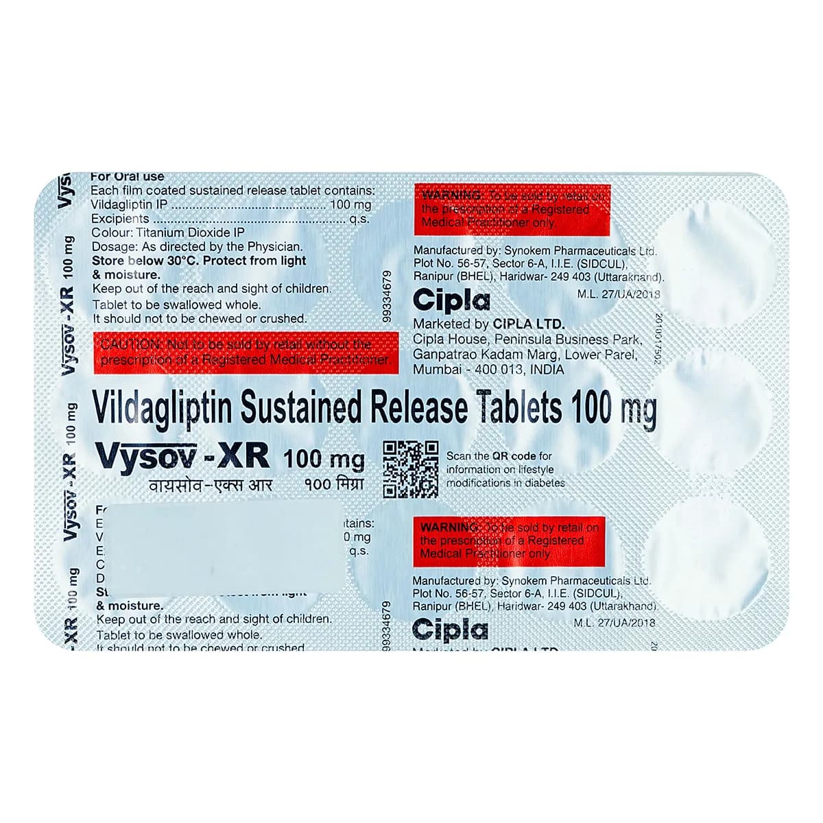VYSOV XR 100MG TAB