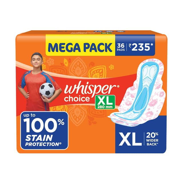 Whisper Choice All Day Cottony Softness Sanitary Pads XL
