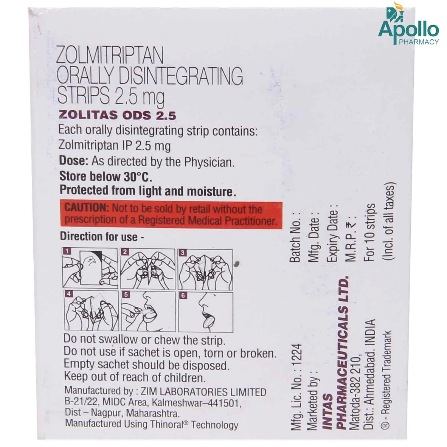 ZOLITAS ODS 2.5MG