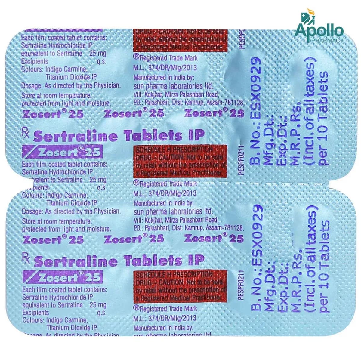 ZOSERT 25MG 10`S